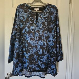 Blue and Black Sparkly Women's Top
